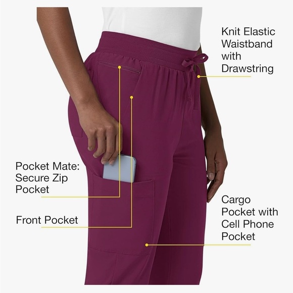 NWT WonderWink Women's Flex-n-Reach Track Scrub Pant 1X Tall - Picture 2 of 5